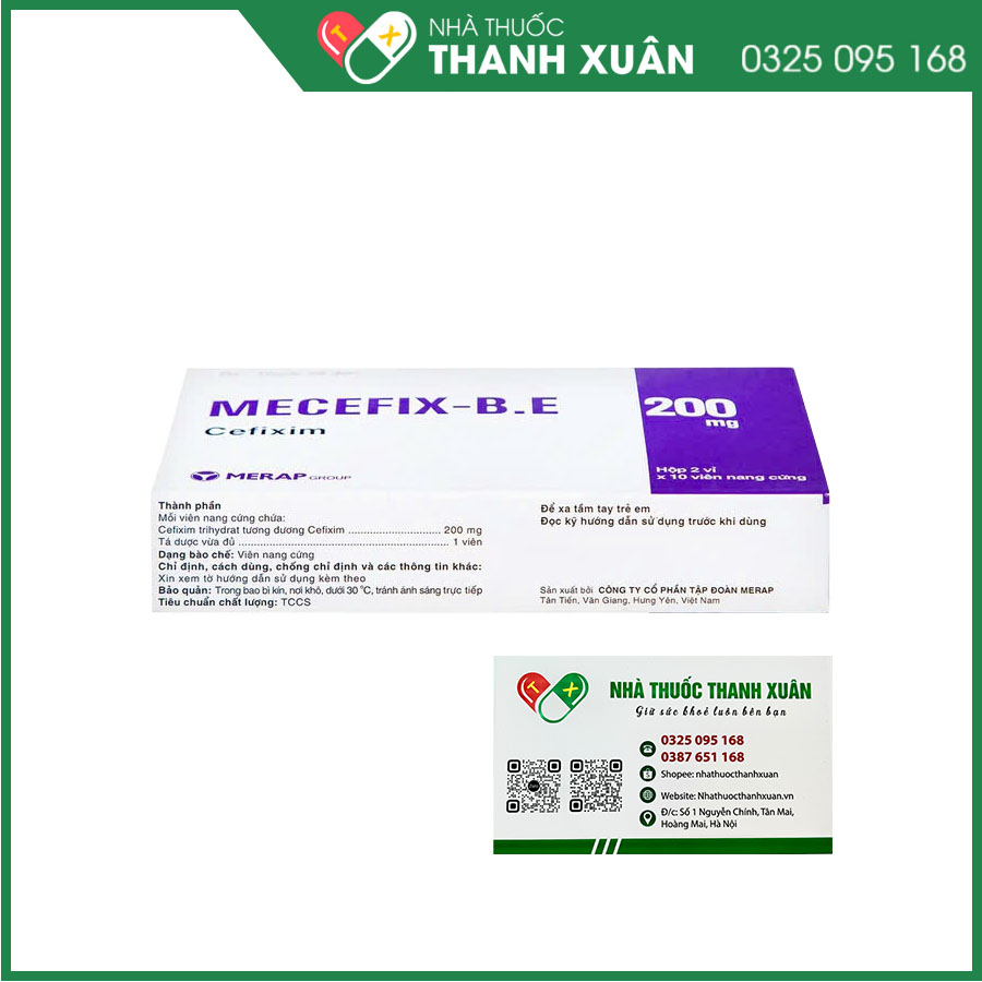 Mecefix-B.E 200mg điều trị nhiễm khuẩn hô hấp, nhiễm khuẩn tiết niệu, nhiễm khuẩn tai, bệnh lậu